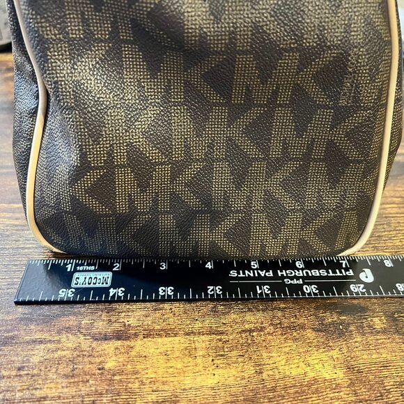 Michael Kors Grayson Signature Satchel – Dark Brown/Beige - Picture 9 of 15